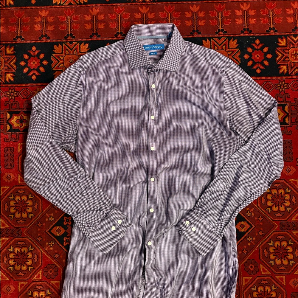 Vince Camuto Men's Purple Patterned Dress Shirt
